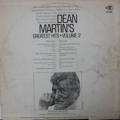 Dean Martin : Dean Martin's Greatest Hits! Volume 2 (LP, Comp, San)