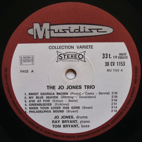 The Jo Jones Trio : Jo Jones Trio (LP, Album, RE)