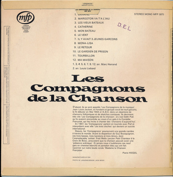 Les Compagnons De La Chanson : Les Compagnons De La Chanson (LP, Comp)