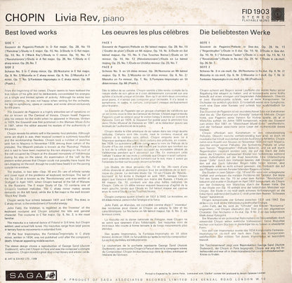 Frédéric Chopin, Livia Rev : The Best Loved Works Of Frederic Chopin  (LP, Album)