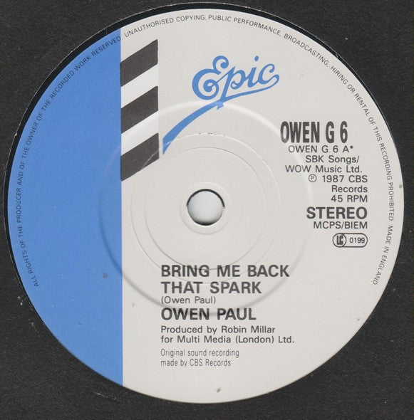 Owen Paul : Bring Me Back That Spark (7", Single, Gat)