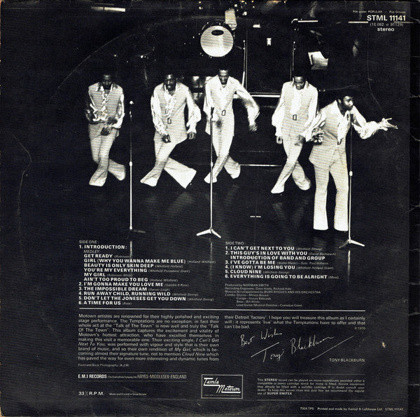 The Temptations : The Temptations Live At London's Talk Of The Town (LP, Album, RE)