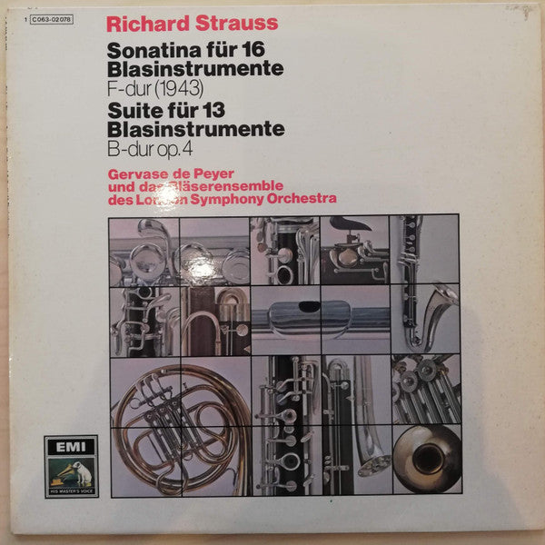 Richard Strauss - Gervase de Peyer, The London Symphony Orchestra Wind Ensemble : Sonatina Für 16 Blasinstrumente F-Dur (1943), Suite Für 13 Blasinstrumente B-dur Op.4 (LP)