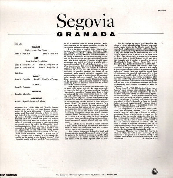 Andrés Segovia : Granada (LP, Album, RE)