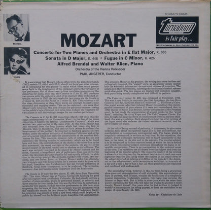 Wolfgang Amadeus Mozart, Alfred Brendel & Walter Klien : Complete Music For Two Pianos (LP, Album)