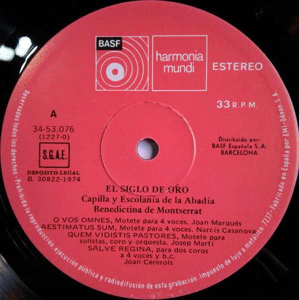 Escolanía De Montserrat : El Siglo De Oro (LP, Album)