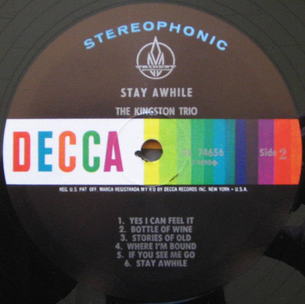 Kingston Trio : Stay Awhile (LP, Album, Pin)