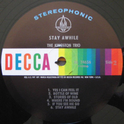 Kingston Trio : Stay Awhile (LP, Album, Pin)