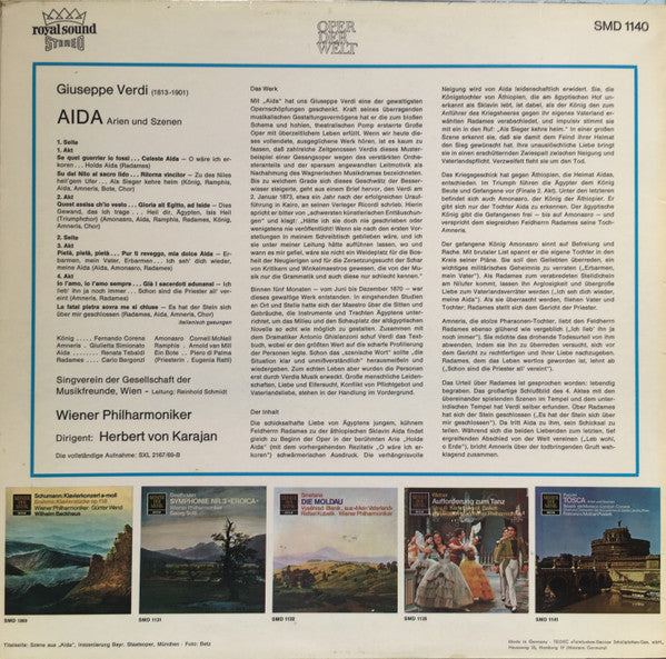 Giuseppe Verdi, Renata Tebaldi, Carlo Bergonzi, Giulietta Simionato, Cornell MacNeil, Arnold van Mill, Herbert von Karajan, Wiener Philharmoniker : Aida. Arien Und Szenen (LP)