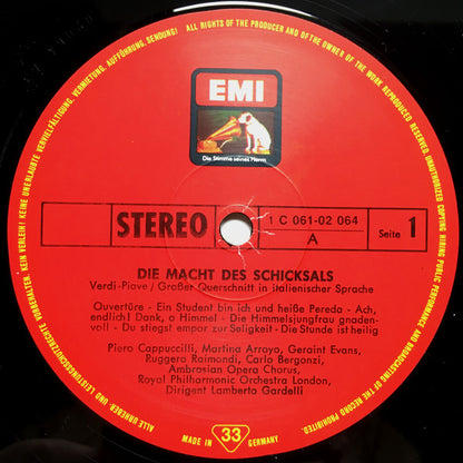 Giuseppe Verdi, Martina Arroyo, Carlo Bergonzi, Piero Cappuccilli, Ruggero Raimondi, Geraint Evans, Bianca Maria Casoni, Lamberto Gardelli : Die Macht Des Schicksals / La Forza Del Destino  (Grosser Querschnitt In Italienischer Sprache) (LP)