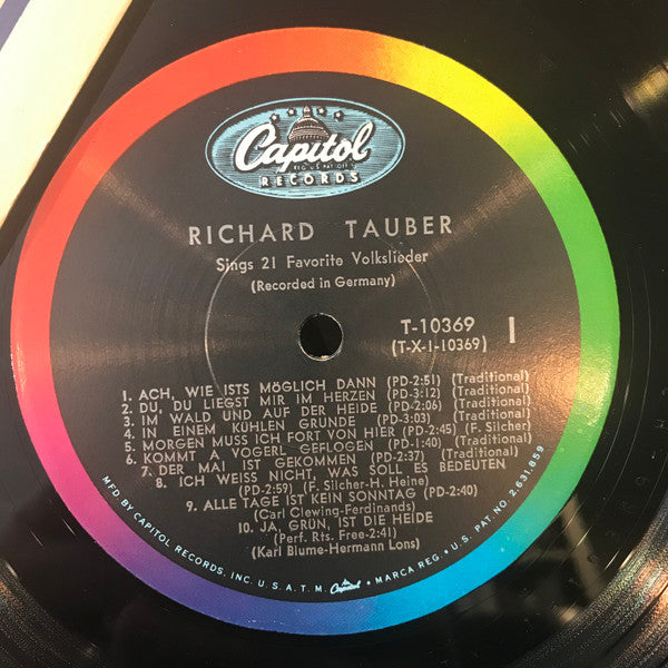 Richard Tauber : Sings 21 Favorite Volkslieder (LP, Album, Mono)