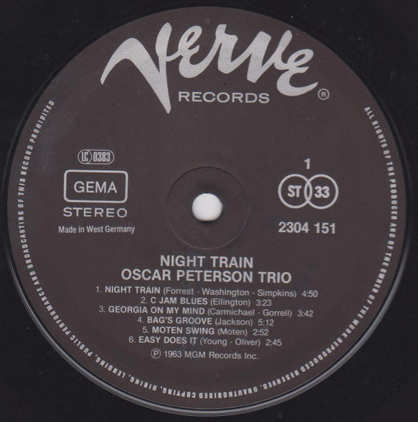 The Oscar Peterson Trio : Night Train (LP, Album, Club, RE)