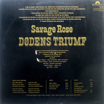 Savage Rose : Dødens Triumf (LP, Album)