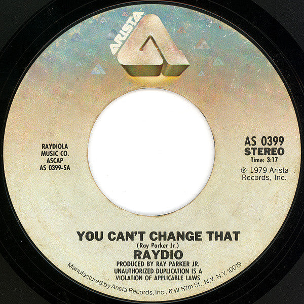 Raydio : You Can't Change That (7", Single)