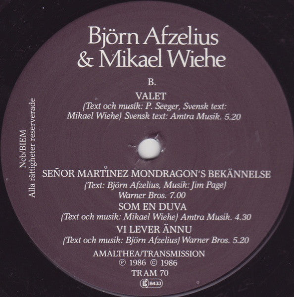 Björn Afzelius & Mikael Wiehe : Björn Afzelius & Mikael Wiehe (LP, Album)