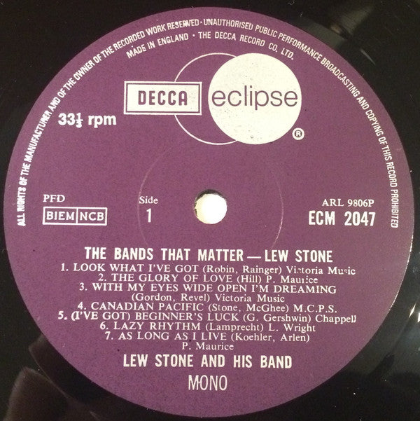 Lew Stone : The Bands That Matter (LP, Comp, Mono)