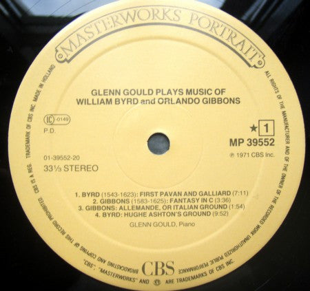 Glenn Gould, William Byrd, Orlando Gibbons : Glenn Gould Plays Music Of William Byrd And Orlando Gibbons (LP, Album, RM)