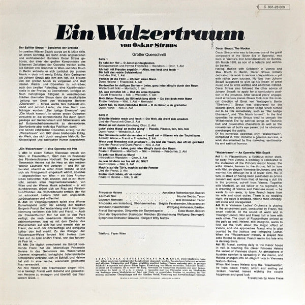 Oscar Straus – Anneliese Rothenberger ∙ Nicolai Gedda ∙ Willi Brokmeier ∙ Brigitte Fassbaender ∙ Wolfgang Anheisser ∙ Edda Moser : Ein Walzertraum (Großer Querschnitt) (LP, Album)