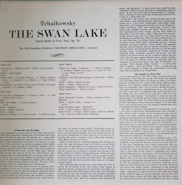 Pyotr Ilyich Tchaikovsky, Utah Symphony Orchestra, Maurice de Abravanel : Swan Lake - Ballet (Complete) (2xLP, Gat)