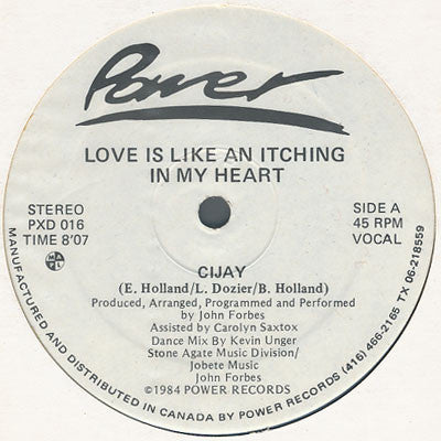 Cijay : Love Is Like An Itching In My Heart (12")