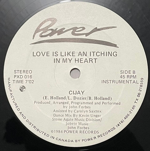 Cijay : Love Is Like An Itching In My Heart (12")