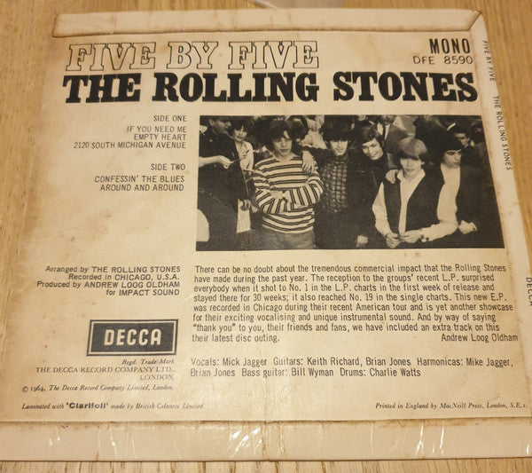 The Rolling Stones : Five By Five (7", EP, Mono)