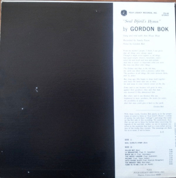 Gordon Bok with Ann Mayo Muir : Seal Djiril's Hymn (LP, Album)