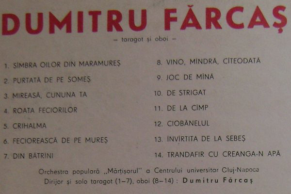 Dumitru Fărcaș : Un Virtuose Du Taragote Et De L'Hautbois / A Virtuoso Of The Taragot And The Oboe (LP, Album, RE, RP, /88)