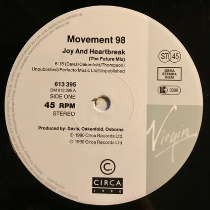 Movement 98 Featuring Carroll Thompson : Joy And Heartbreak (The Future Remixes) (12")