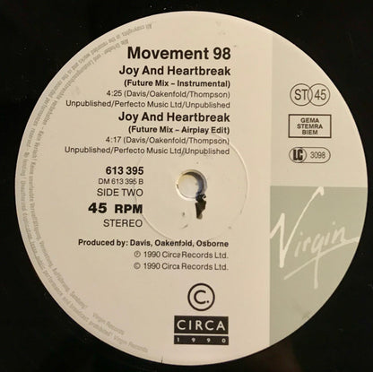 Movement 98 Featuring Carroll Thompson : Joy And Heartbreak (The Future Remixes) (12")