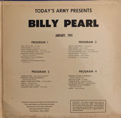 Billy Pearl : Billy Pearl For Today's Army Series 1 (2xLP, Transcription)