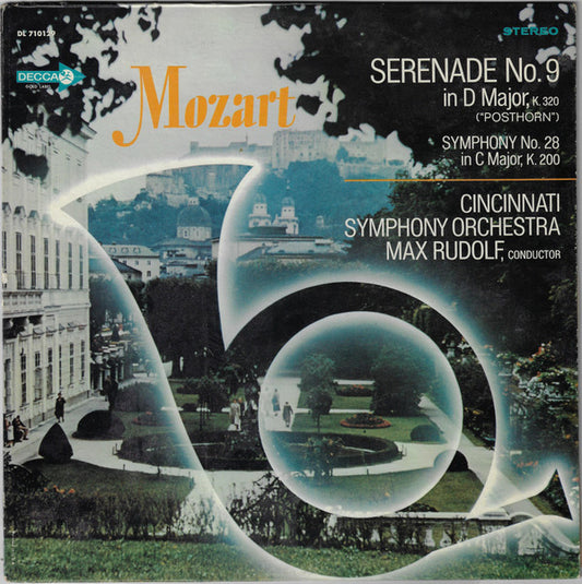 Wolfgang Amadeus Mozart / Cincinnati Symphony Orchestra, Max Rudolf : Serenade No. 9 In D Major, K. 320 ("Posthorn") / Symphony No. 28 In C Major, K. 200 (LP, Album, Pin)