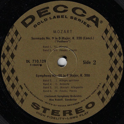 Wolfgang Amadeus Mozart / Cincinnati Symphony Orchestra, Max Rudolf : Serenade No. 9 In D Major, K. 320 ("Posthorn") / Symphony No. 28 In C Major, K. 200 (LP, Album, Pin)