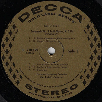 Wolfgang Amadeus Mozart / Cincinnati Symphony Orchestra, Max Rudolf : Serenade No. 9 In D Major, K. 320 ("Posthorn") / Symphony No. 28 In C Major, K. 200 (LP, Album, Pin)