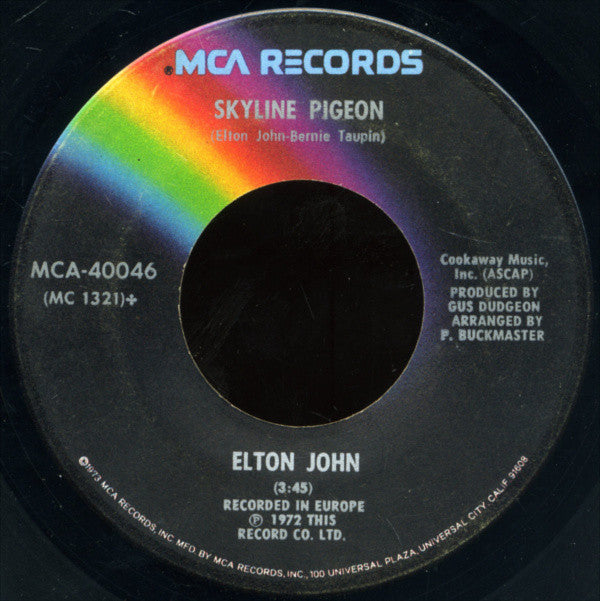 Elton John : Daniel / Skyline Pigeon (7", Single, Glo)