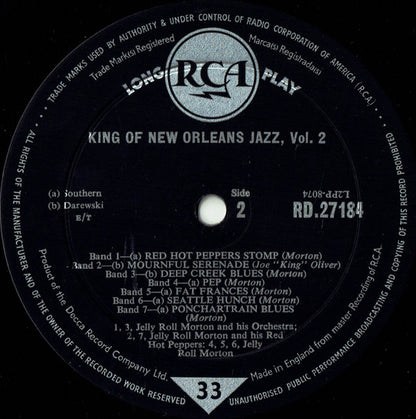 Jelly Roll Morton : The King Of New Orleans Jazz Vol.2 (LP, Comp, Mono)