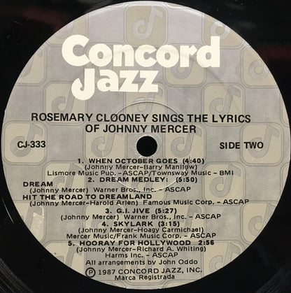 Rosemary Clooney : Rosemary Clooney Sings The Lyrics Of Johnny Mercer (LP, Album, Gat)