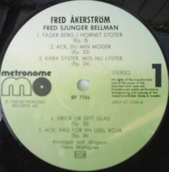 Fred Åkerström : Fred Sjunger Bellman (LP, Album, RE)