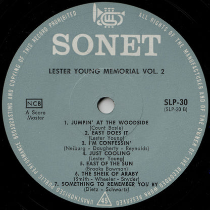 Lester Young : Lester Young Memorial Vol. 2 (LP, Comp)