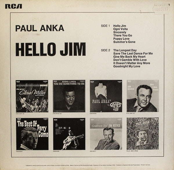 Paul Anka : Hello Jim (LP, Comp)