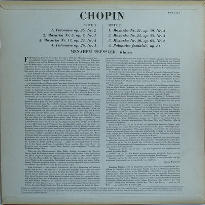 Frédéric Chopin – Menahem Pressler : Polonaisen Und Mazurken (LP)