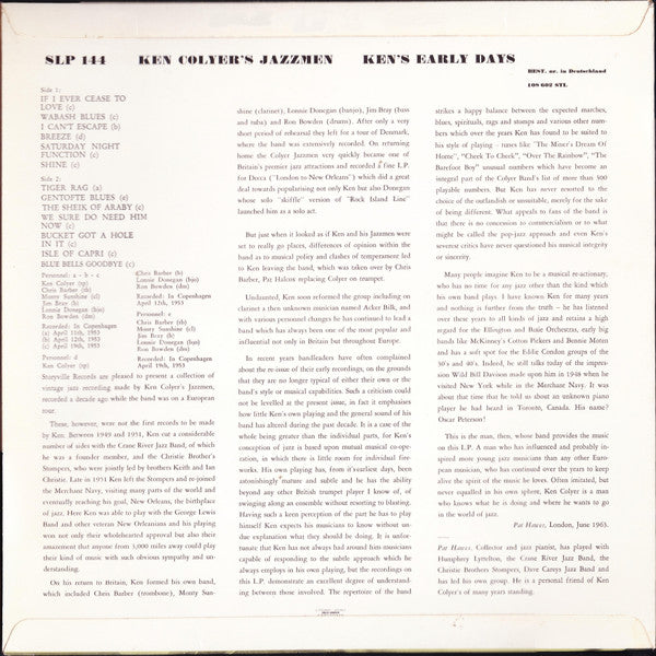 Ken Colyer's Jazzmen Featuring Chris Barber, Monty Sunshine, Lonnie Donegan, Jim Bray, Ron Bowden : Ken's Early Days (LP, Comp)