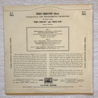 Modest Mussorgsky, Alexander Borodin, Boris Christoff And The Philharmonia Orchestra : Scenes From Boris Godounov And Prince Igor (10")