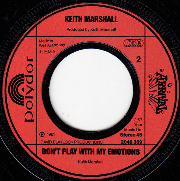 Keith Marshall : Only Crying (7", Single)