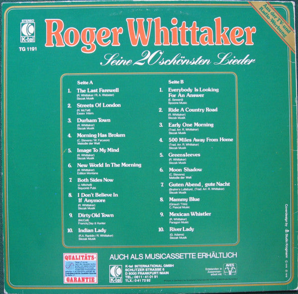 Roger Whittaker : Seine 20 Schönsten Lieder (LP, Comp)