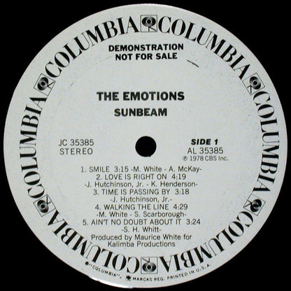 The Emotions : Sunbeam (LP, Album, Promo)