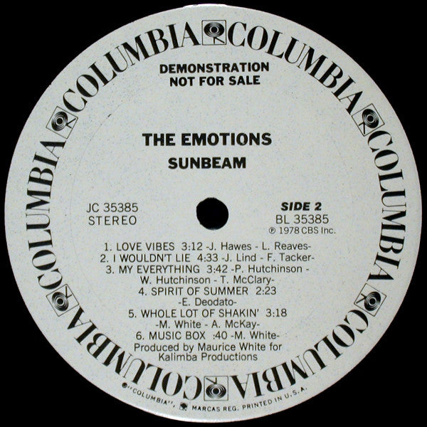 The Emotions : Sunbeam (LP, Album, Promo)