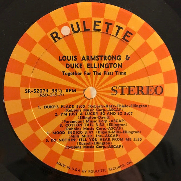 Louis Armstrong & Duke Ellington : Recording Together For The First Time (LP, Album, RP)