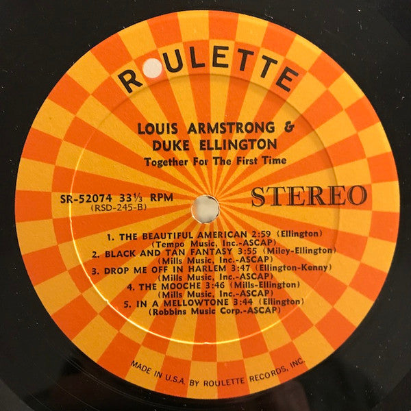 Louis Armstrong & Duke Ellington : Recording Together For The First Time (LP, Album, RP)