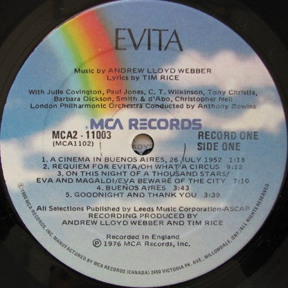 Andrew Lloyd Webber And Tim Rice : Evita (2xLP, Gat)